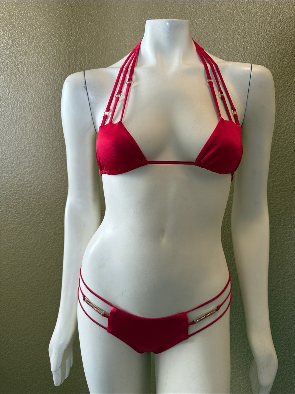 Y2K Beach Bunny Red Strappy Bikini Set